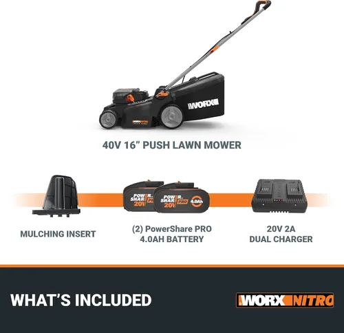 Vista 6 de Worx Cortacésped inalámbrico, cortacésped 2 en 1 de 40 V y 16 pulgadas