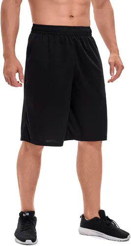 Vista 2 de DEVOROPA Men's Athletic Basketball Shorts Loose-Fit Performance Sports Workout Shorts Zipper Pockets