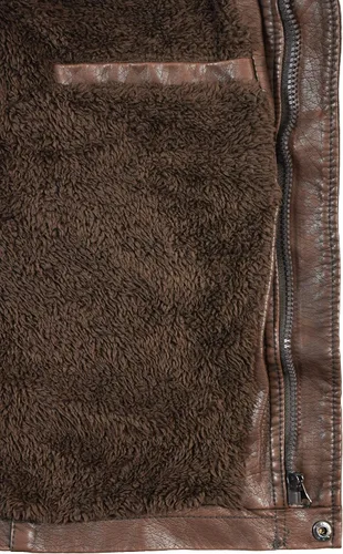 Vista 2 de Victory Outfitters - Chaqueta de piel sintética para hombre, color marrón