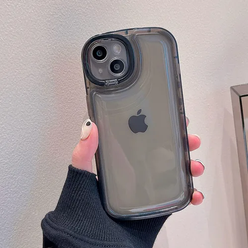 Vista 5 de Ownest Funda compatible con iPhone 14 Plus con función atril transparente, diseño protector creativo con soporte para cámara para TPU delgado, a
