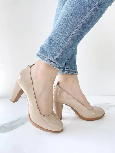 Vista 5 de JENN ARDOR Zapatos de tacón alto con punta redonda cerrada para mujer, zapatos de tacón alto de cuero de 3 pulgadas