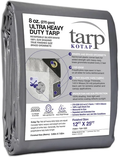 Vista 150 de Kotap TGS-0608 - Lona de polietileno reversible de 8 mil con protección UV, 6 pies X 8 pies, verde-plata