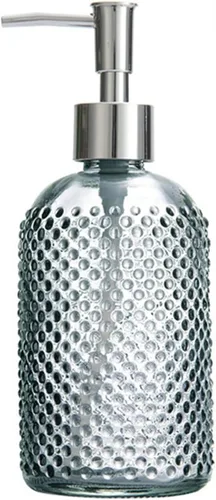 Vista 6 de Sizikato Botella dispensadora de jabón de vidrio con superficie con cuentas, 16 oz