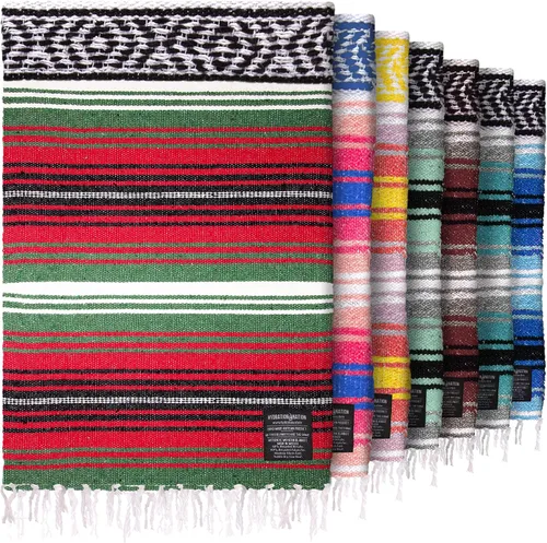 Vista 17 de Hydration Nation Auténtica manta mexicana extra grande (70 x 50 pulgadas), yoga tejida a mano, serape, falsa artesanal, playa, campamento, picnic