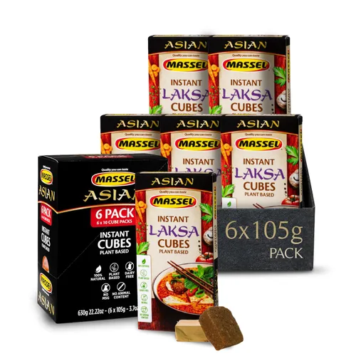 Vista 4 de Massel Instant Laksa - Cubos de caldo de caldo, sin MSG, base de sopa sin gluten, paquete a granel (6 x 3.70 oz)