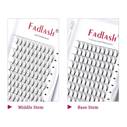 Vista 56 de FADLASH Extensiones de pestañas postizas en abanico con base puntiaguda 10D, extensiones de pestañas postizas de tallo medio, extensiones