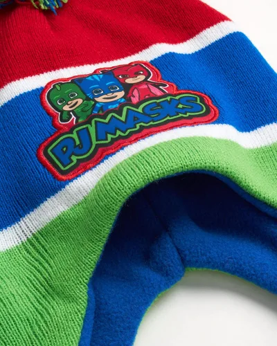 Vista 3 de PJ Masks Juego de sombrero de invierno y 2 pares de guantes o manoplas (edad 2-7)