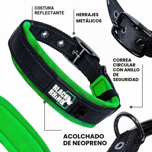 Vista 2 de Black Rhino - The Comfort Collar - Collar de perro acolchado de neopreno ultra suave para todas las razas. Resistente, ajustable, reflectante
