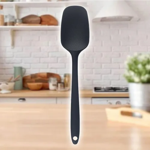 Vista 12 de Juego de espátulas de silicona resistente al calor, espátula de goma de grado alimenticio, 6 piezas, color negro Negro (balck)