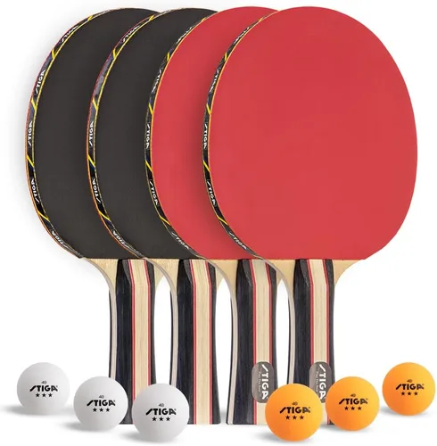 Vista 16 de STIGA Performance 2 or 4 Player Table Tennis Set – USATT Approved Rackets and 3-Star Balls – 5-Ply Blade & Flared Handle – Perfect for Skill