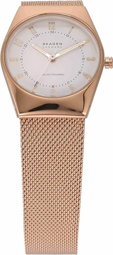 Vista 2 de Skagen Grenen Lille Reloj de mujer con malla de acero inoxidable o correa de cuero