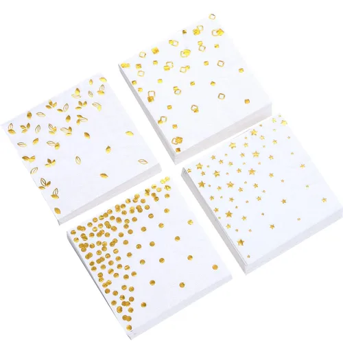 Vista 11 de 100 Servilletas Rosas - 4 Diseños Surtidos l Servilletas de Cóctel de 3 Capas Dobladas 5 x 5 Pulgadas l Servilletas de Bar Servilletas Desechables