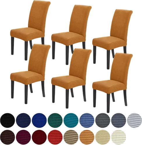 Vista 65 de Juego de 2 fundas para sillas de comedor, fundas elásticas para sillas de comedor, fundas para sillas de cocina de jacquard texturizadas, decoración