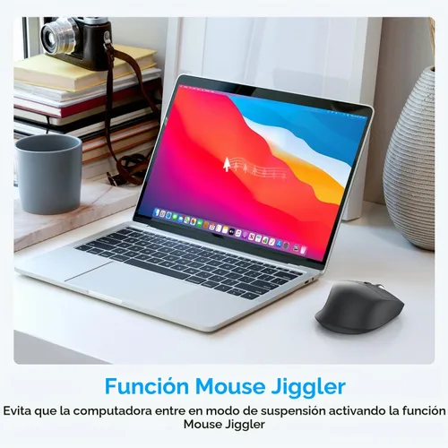 Vista 4 de iClever MD360 Ratón Ergonómico Bluetooth con Jiggle de Ratón, Ratón Inalámbrico Recargable para 3 Dispositivos (BT/2.4G), 4 Configuraciones de DPI