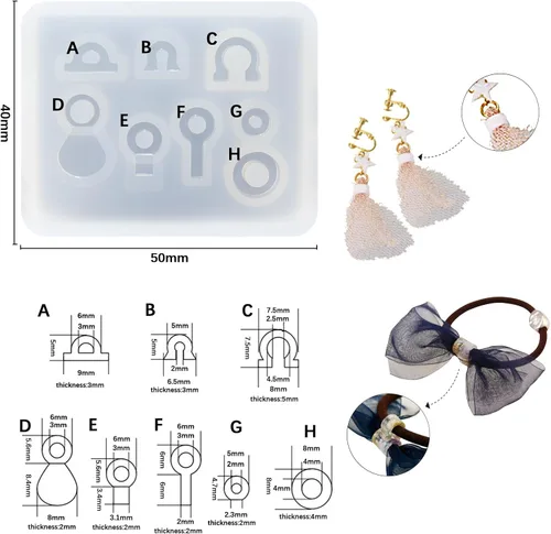 Vista 2 de Funshowcase Mini piezas de joyería cierre sujetador montaje resina epoxi silicona molde