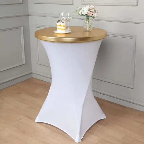 Vista 5 de Tableclothsfactory Cubierta de mesa de cóctel elástica de elastano dorado metálico