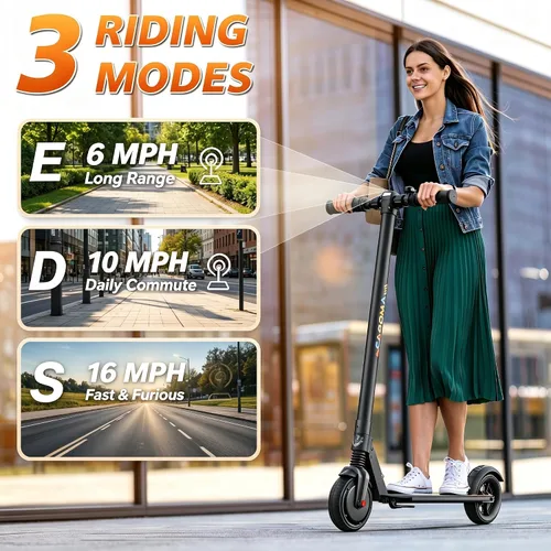 Vista 6 de Caroma Electric Scooter Adults, 350W-500W Motor, Top Speed 16/20/25 Mph & 16-30 Miles Range, Cruise Control E Scooter for Adults