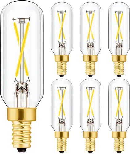 Vista 14 de Bombilla LED E12 regulable de 2 W, igual a 25 W, ámbar blanco cálido, 2700 K, T6, T25, E12, bombilla de candelabro de 25 vatios para candelabros