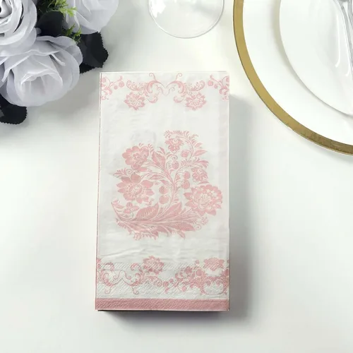 Vista 14 de Efavormart - Paquete de 20 servilletas de papel con estampado de hojas de eucalipto verde con una textura suave de 2 capas absorbente para bodas