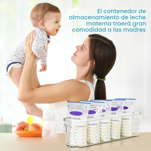 Vista 4 de Vtopmart Juego de 4 recipientes de almacenamiento para leche materna, contenedores organizadores transparentes para congelador y refrigerador
