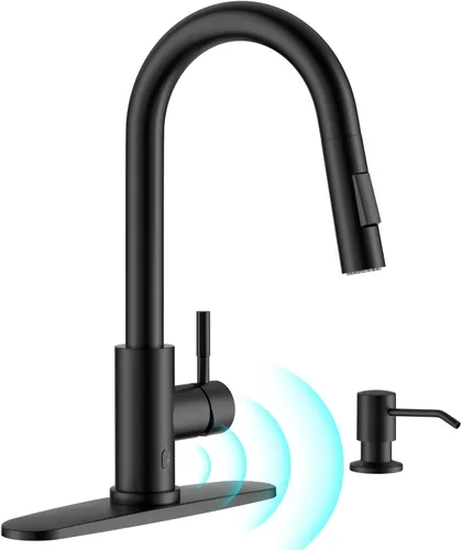 Vista 21 de APPASO Grifo de cocina dorado con dispensador de jabón, grifos de fregadero de acero inoxidable S304 de una sola manija con rociador desplegable