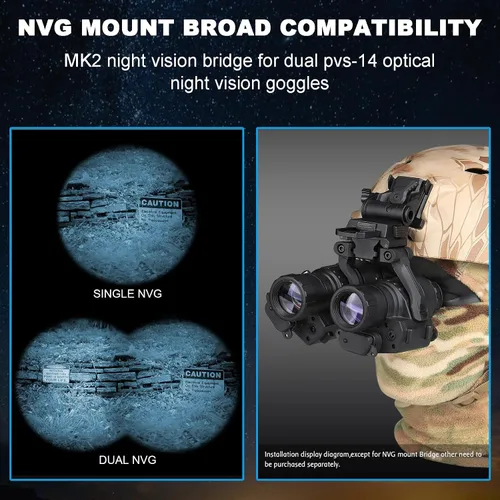 Vista 4 de New Reinforced Upgraded Version Night Vision Bridge with Adjustable Field of View for pvs14 Support 2 Optical Night Visions or 1 Digital Night