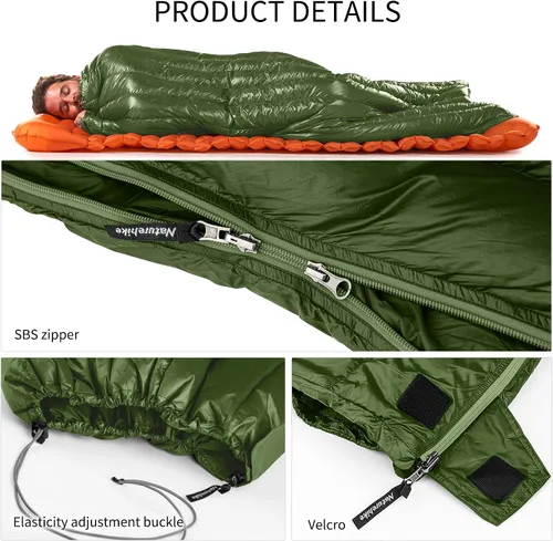 Vista 6 de Naturehike Ultralight Backpacking RDS Down Sleeping Bag for Adults, 650 Fill Power Sleeping Bag for 42/52℉, 20oz Compact Lightweight Sleeping Bags