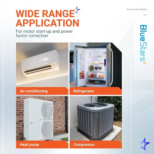 Vista 7 de Blue Stars - Repuesto de condensador de arranque ovalado 3 µF/MFD ± 5% 370/440 VCA 50/60 Hz eléctrico, para aire acond. central, bomba de calor