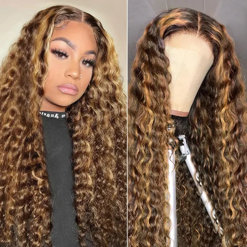 Vista 13 de Pelucas de cabello humano profundo de 13 x 4 pulgadas, encaje frontal de Onda profunda 13x4 sin pegamento natural