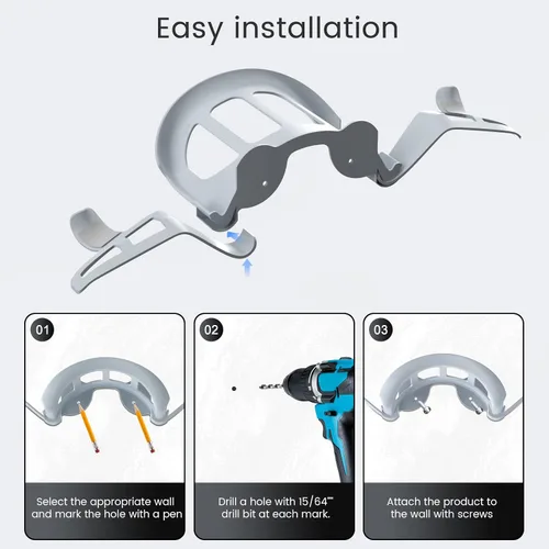 Vista 4 de DGLOZE VR Wall Mount Stand Holder Hook for VR2,Valve Index,MetaOculus Quest2, Rift,Vive Cosmos and Mixed Reality Headsets, Fits Most VR Headset