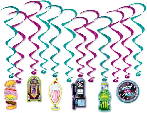 Vista 3 de Beistle Soda Shop Whirls, 24 piezas, 15-29 pulgadas, multicolor