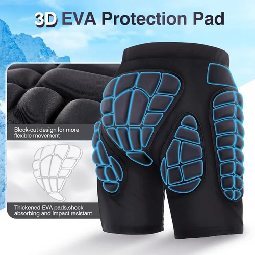 Vista 2 de TOMSHOO 3D Hip Protective Snowboard Butt Pads Impact Shorts Tailbone Protection Crash Pants for Skiing Skateboarding, Men Women