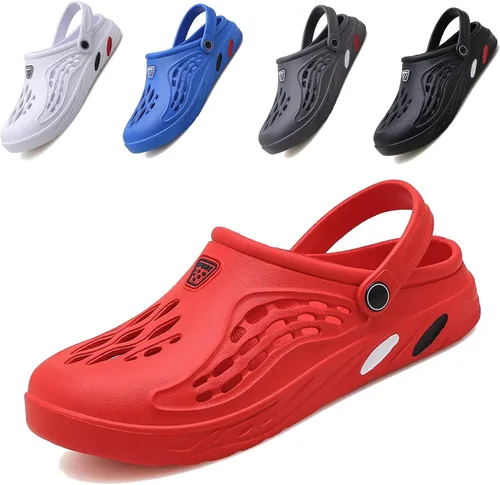 Vista 20 de CYian Zuecos clásicos para hombre y mujer, ligeros, sin cordones, pantuflas de playa, zuecos de jardín
