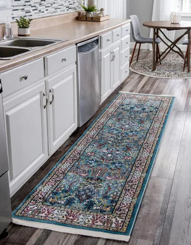 Vista 6 de Unique Loom Colección Narenj - Alfombra de área - Bristol (2' 2" x 3' 1" ovalada, azul/beige)