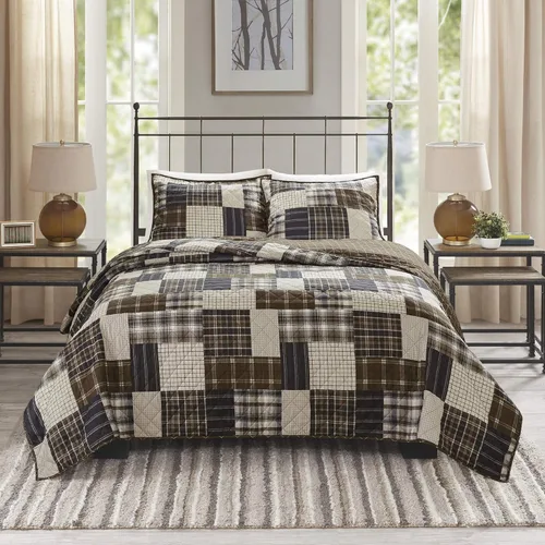 Vista 7 de Madison Park - Colcha reversible Cabin Lifestyle con diseño a cuadros para todas las estaciones, juego de ropa de cama transpirable, fundas a juego