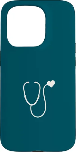 Vista 14 de iPhone 16 Dark Peacock Blue - Estuche para estetoscopio de corazón para enfermera o médico