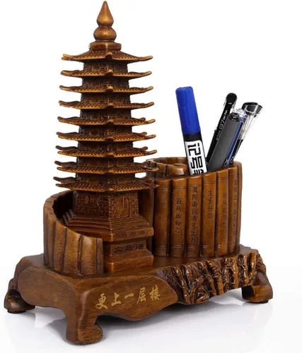 Vista 4 de Estatua china Feng Shui de 9 niveles con forma de estatua de torre Wenchang, para enviar a los niños que quieren ayuda académica, escritorio