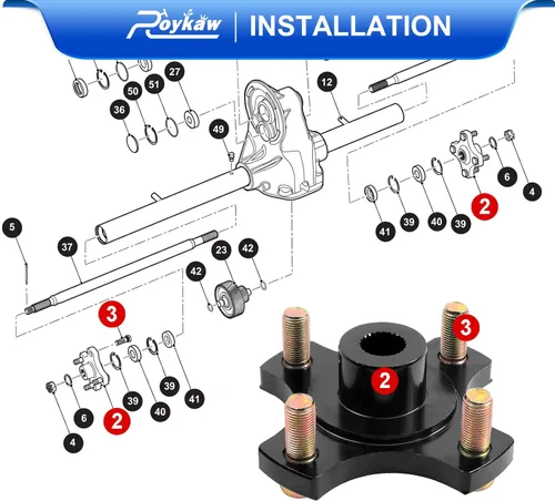 Vista 2 de Roykaw Placa de brida del cubo de la rueda trasera para el carro de golf eléctrico y gasolina EZGO RXV 2008-Up reemplaza al OEM # 604112 615604