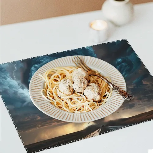 Vista 6 de Tornado Natural Disaster Placemats Set of 6 Resistant Table Mats Washable Place Mats for Dinner Party Table Decoration