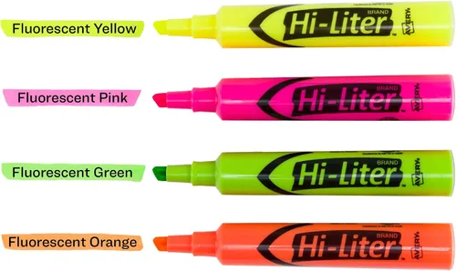 Vista 10 de Avery Hi-Liter - Rotuladores de punta biselada para escritorio, tinta a prueba de manchas