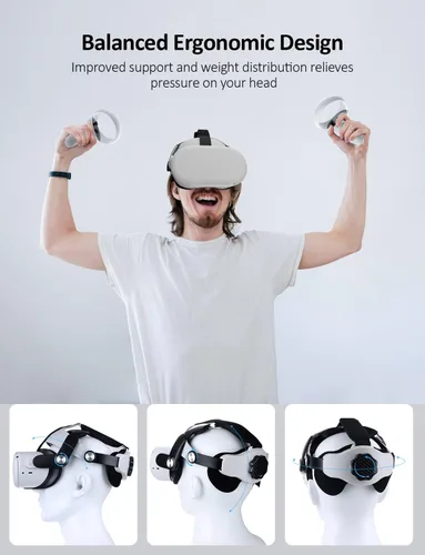 Vista 2 de NexiGo Correa de cabeza para Oculus Quest 2, repuesto para correa Elite, correa de cabeza ajustable, mayor apoyo y equilibrio, reducción de presión