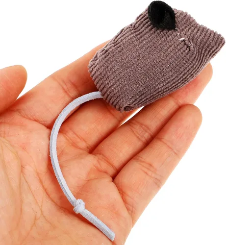 Vista 3 de 6pcs Plush Striped Cat Mouse with Catnip Soft Lightweight Interactive Chew for Indoor Cats and Kittens Wear-Resistant Material for Active Play and