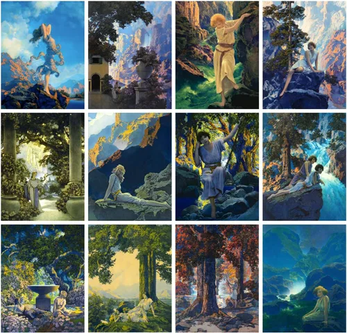 Vista 3 de MAXFIELD PARRISH - Calendario de pared 2026 [12 páginas de 8 x 12 pulgadas], pósteres de arte vintage, ilustraciones de museo