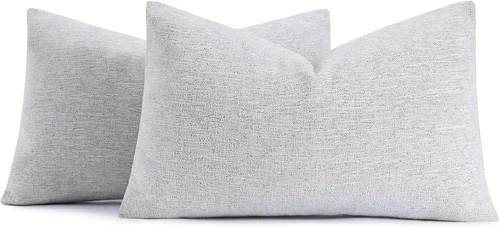 Vista 13 de decorUhome Juego de 2 fundas de almohada decorativas de felpilla otoñal de 12 x 20 pulgadas, fundas de almohada lumbares de granja neutra con Azul