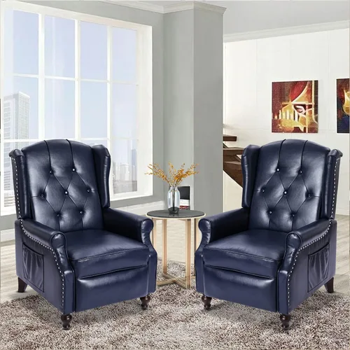 Vista 28 de Silla Wingback con masaje y calor, silla reclinable de tela copetuda, silla reclinable con respaldo de ala con control remoto, cojín acolchado
