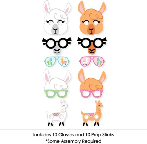 Vista 3 de Big Dot of Happiness Whole Llama Fun Gafas y máscaras – Tarjeta de papel Stock Llama Fiesta Baby Shower o fiesta de cumpleaños Kit de accesorios