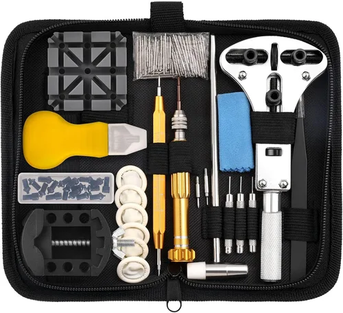 Vista 9 de Kit de reparación de relojes, kit de herramientas de repuesto de batería de reloj, kit de herramientas de extracción de eslabones de reloj, juego
