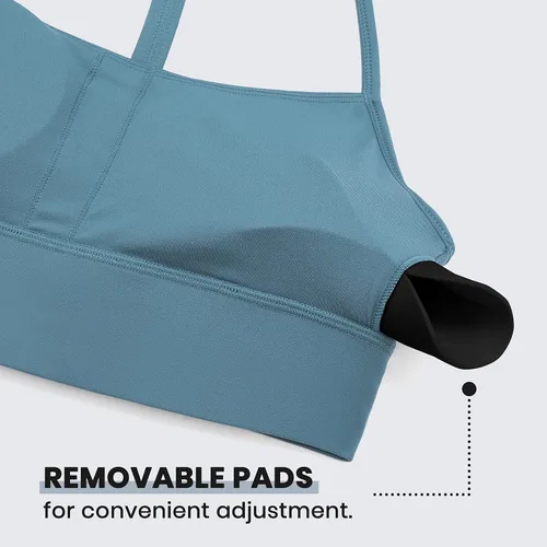 Vista 5 de CRZ YOGA Butterluxe - Brasier deportivo con espalda en Y para mujer, tirantes delgados, sin varillas, cuello redondo, atlético, acolchado, para yoga
