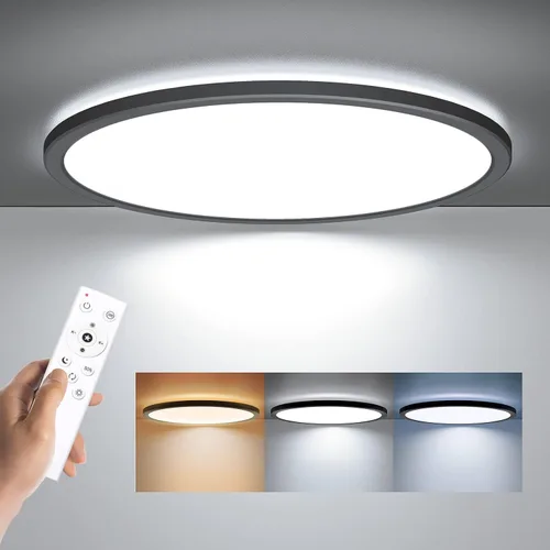 Vista 11 de BLNAN Lámpara de techo LED regulable con control remoto, 12 pulgadas, 3000 K-6500 K, color de luz ajustable, moderna lámpara de techo ultrafina