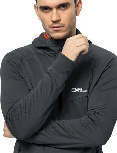 Vista 5 de Jack Wolfskin Chaqueta estándar Hydro Grid con capucha Fz para hombre, Phantom, talla M